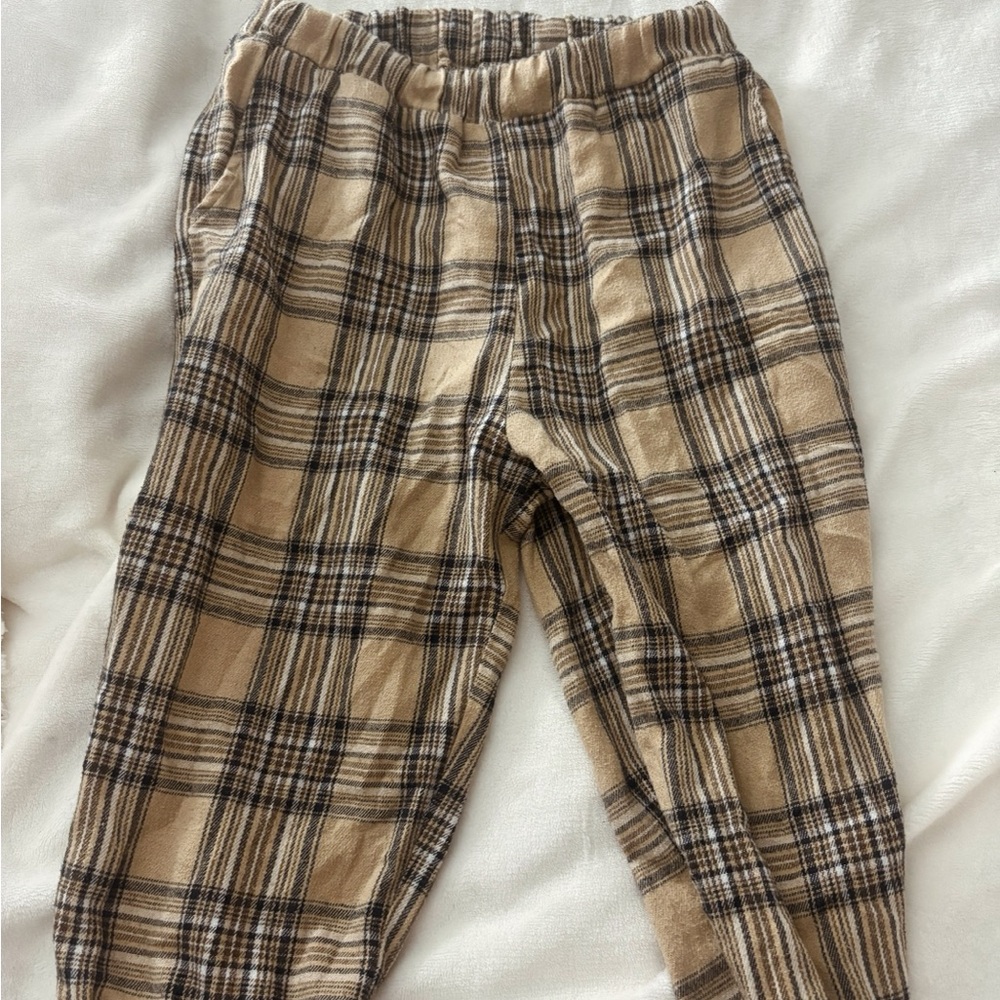 SHEIN Plaid Pants in Beige and Black